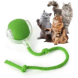 Rocfish Durable Interactive Cat Toys for Indoor Cats, Smart Automatic Cat Chase Ball Toy, Upgraded Speedy Tail Kitten Toy for Bored Indoor Adult Pets (Green)