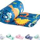 Sivio Weighted Blanket - All-Natural 100% Cotton Heavy Blanket 7 lbs 41 x 60 inches, Breathable Cooling Soft Cotton Throw Blanket for Calm Sleeping for Home and School Nap, Blue Dinosaur