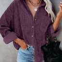 Dokotoo Womens Corduroy Button Down Shirts Boyfriend Long Sleeve Oversized Blouses Tops