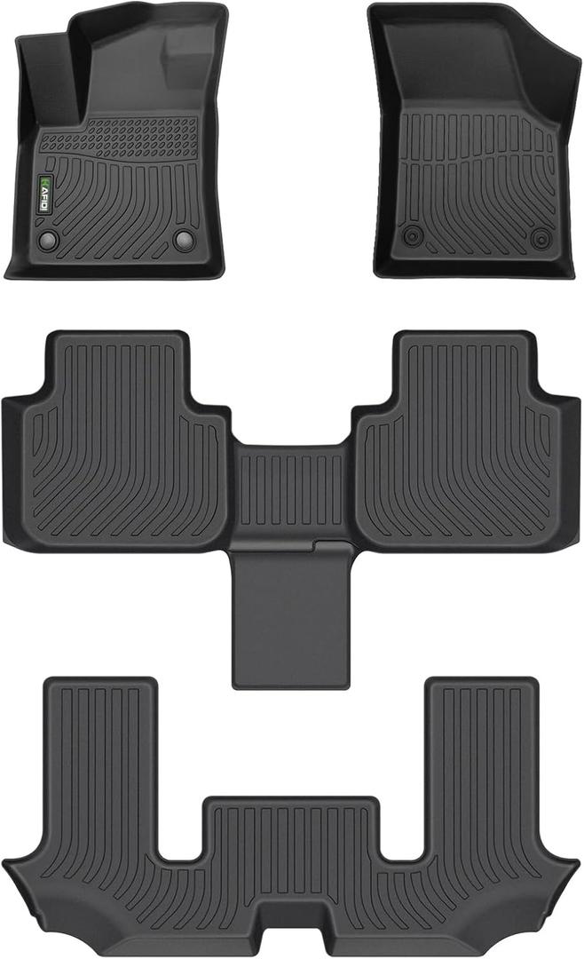 HAFIDI Floor Mats Fit for 2018-2024 2025 VW Atlas (6 Passenger Bucket) All Weather Protection TPE Car Floor Liners, Fits 1st & 2nd & 3rd Row Full Set Volkswagen Atlas Custom Accessories, Black