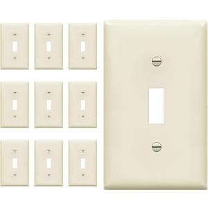 ENERLITES Toggle Light Switch Wall Plate, Standard Size 1-Gang 4.50" x 2.76", Unbreakable Polycarbonate Thermoplastic, UL Listed, 8811-LA-10PCS, Light Almond, 10 pack