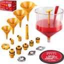 Ultimate No Spill Coolant Funnel Kit - 19-Piece Spill-Free Radiator Funnel Set, Spill Proof Radiator Bleeder Kit, Coolant Filling, Radiator Filler, Extra Funnels and Adapters for Universal Vehicle
