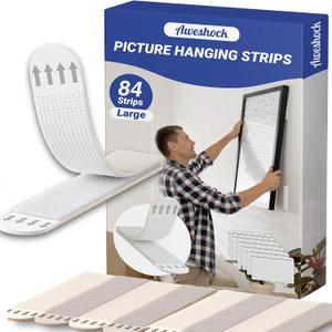 Picture Hanging Strips , Poster Hanging Strips, 42 Pairs(84 Strips) Wall Strips Sticky Tack ,Damage Free Picture Hangers Without Nails Strips with Adhesive
