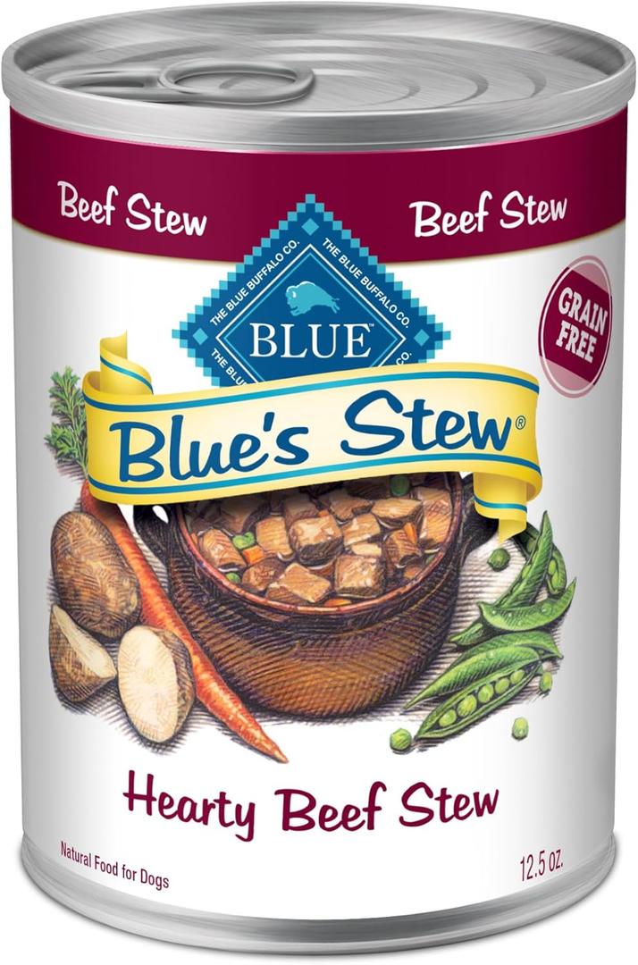 Blue Buffalo Blue's Stew Grain-Free Wet Dog Food, Made with Natural Ingredients, Hearty Beef Stew, 12.5-oz. Cans (12 Count) (EXP 10/29/28)