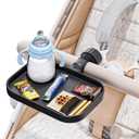KDD Universal Stroller Snack Tray, 2-in-1 Stroller Tray with Cup Holder, Quick Install Drink Holder Organizer Tray Accessories, Compatible with Shopping Cart Uppababy, Baby Jogger, Britax, BOB
