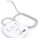 Flat Plug Power Strip, 6ft Flat Extension Cord - 3 Outlets 4 USB Ports (2 USB C) 22.5W/4.5A Desktop Charging Station, Power Strip with Surge Protection for College Dorm Room Travel Essentials