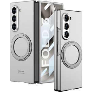 for Samsung Galaxy Z Fold 6 Case with Magnetic Ring Holder, Z Fold 6 Compatible with MagSafe Screen Protector, Silver