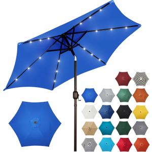 Blissun 7.5 ft Solar Umbrella, 18 LED Lighted Patio Umbrella, Table Market Umbrella