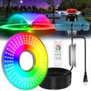 Goldlife Pond Fountain Aerator Lights, 200W RGBW 20000LM 160LED Fountain Light With 100FT Power Cord, IP68 Waterproof Stainless Steel Wireless Sync Control Floating Fountains Pump Light for Lake Ponds