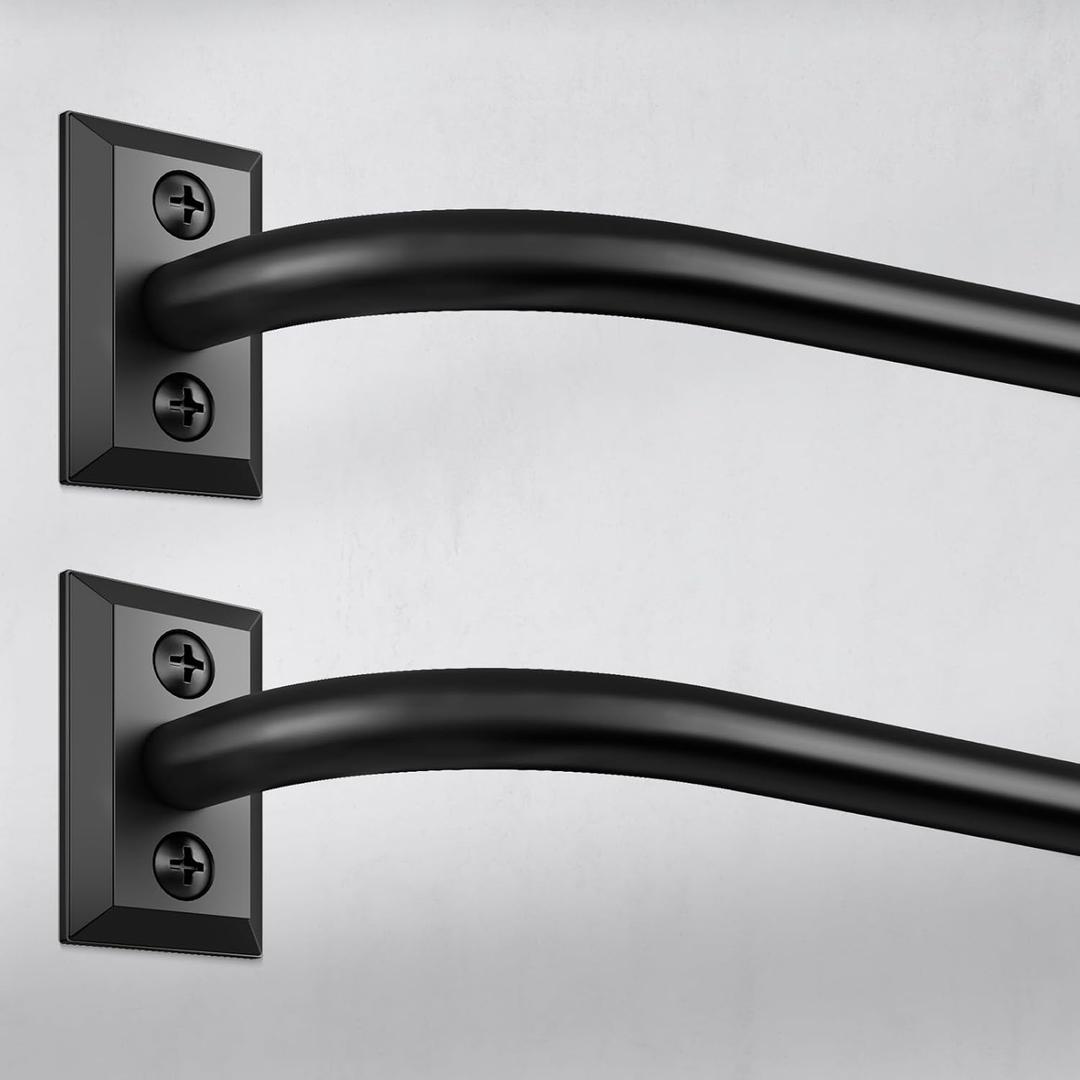 Hei!Dear 2 Pack Blackout Curtain Rod for Windows 28 to 48 inch (2.33-4Ft), Wrap Around Room Darkening Curtain Rods, 5/8" Samll Adjustable Modern Decorative Window rod, Black