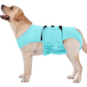 Lelepet Reusable Dog Diapers Female, Dog Period Panties, Washable Belly Band Dog with Suspenders, Dog in Heat Products, Soft Adjustable Doggie Onsie with Hole Tail, Blue, M