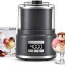 2.1 Qt Countertop Ice Cream Maker Make Gelato, Sorbet & Frozen Yogurt in as Little as 2030 Minutes, Fast Cooling, Visible Feeding Port, Easy 3-Button Control (Gray)