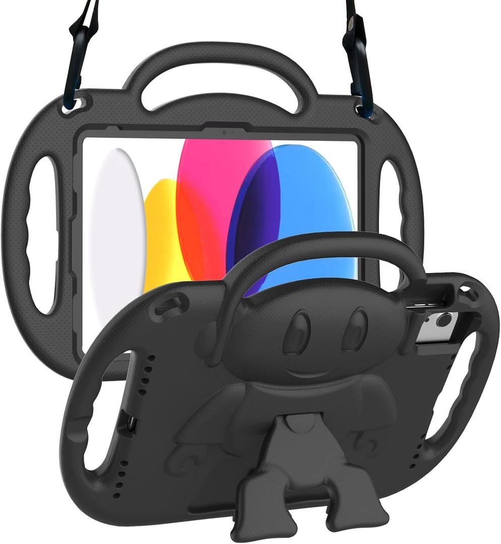 SUPLIK Kids Case for New iPad 11th Gen (A16) 11-inch 2025 & 10th Generation 10.9" 2022 & Air 11" 2025/2024 & Air 5th/4th Gen & Pro 11, Durable Shockproof Cover with Shoulder Strap Handle Stand, Black