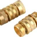 Brass Garden Hose Quick Connect Set with 3/4" GHT Thread, Water Hose Quick Connector Kit with Tap & Tool Adapters, 2 Female Couplings & 2 Male Plugs, Solid Brass Hose Connectors & Fittings