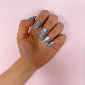Press on Nails-Green, Cat Eye Press on Nails Almond,Short Reusable 16 Sizes - 32 Nail Kit with Glue