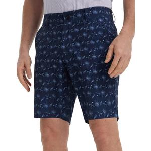 M MAELREG Golf Shorts Men Print Quick Dry 9" Stretch Lightweight Water-Resistant Flex Flat Front Fashion Mens Shorts Casual (Dark Navy Hawaii Club)