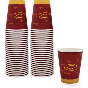 PAMI Hot Coffee 12oz Paper Cups -Disposable Take-Away Coffee Cups For Hot Drinks- Single-Use Paper Glasses For Espresso, Hot Chocolate, Tea- Cute To-Go Hot Beverage Drinking Cups (50 Count)