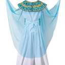 DANBAIEGG Kids Girls Egyptian Costume Set Cleopatra Dress Halloween Outfit with Headpiece（White, 10-12 Years）