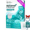 Weiss Naturals Retainer Cleaner Tablets, Invisalign Cleaner, Remove Stains, Odors & Plaque, PERSULFATE FREE Night Guard & Denture Cleaner 1-Month Supply, 30 Mint Scented Tablets