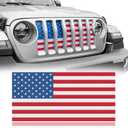 Hooke Road Wrangler JL & Gladiator Grill Insert Flag Grille Mesh Bug Screen Deflector for 2018-2025 Jeep JL Wrangler & Gladiator JT (Distressed U.S. Flag Old Glory)