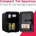 Frigidaire Mini Personal Fridge Cooler, Countertop, Holds Up to 10L/15 Cans, Brushed Black Stainless Rugged Design, Portable for Skincare, Makeup, Car, Office, Bedroom, Dorm Room, or Cabin