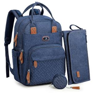 Dikaslon Diaper Bag Backpack with Portable Changing Pad, Pacifier Case and Stroller Straps, Large Unisex Baby Bags for Boys Girls, Multipurpose Travel Back Pack Moms Dads, Peacock blue