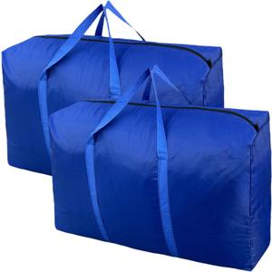 100L Extra Large Storage Bags, Big Moving Bags with Strong Zippers & Carrying Handles, Packing Bags for Moving, Storage, Travel and Camping, Storage Totes For Space Saving (Blue, 2 Pack)