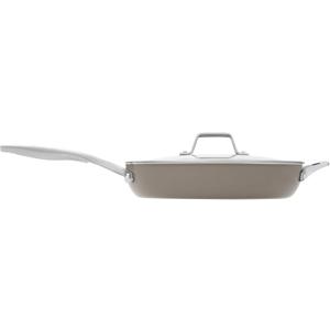 Calphalon Premier Ceramic Nonstick 12" Frying Pan with Lid, Mushroom Grey
