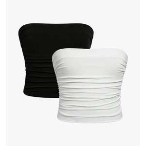 Milumia Girl's 2 Pack Tube Top Ruched Strapless Going Out Basic Bandeau Tops
size: small