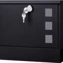 Locking Mailbox Wall Mount for Outside Jssmst Mailboxes with Key Lock for Front Door Fence, Large Capacity Letter Box, 14.3 x 4.1 x 11.8 Inch, Black, SM-HPB911BN