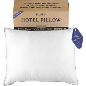 FluffCo Zen Fluff Down King Pillow with 600 Fill Power White Duck Down Stomach Sleeper Pillows - Luxury Hotel Quality 300 Thread Count - 100% Cotton Feather Pillows (King Size 1 Pack)