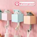 4 Pcs Cute Cat Key Holder, Creative Adhesive Mouse Cat Wall Hooks, Cute Room Decor Hook for Coat, Scarf Hat Towel Key Bag Wall Decoratives (Square Box)
