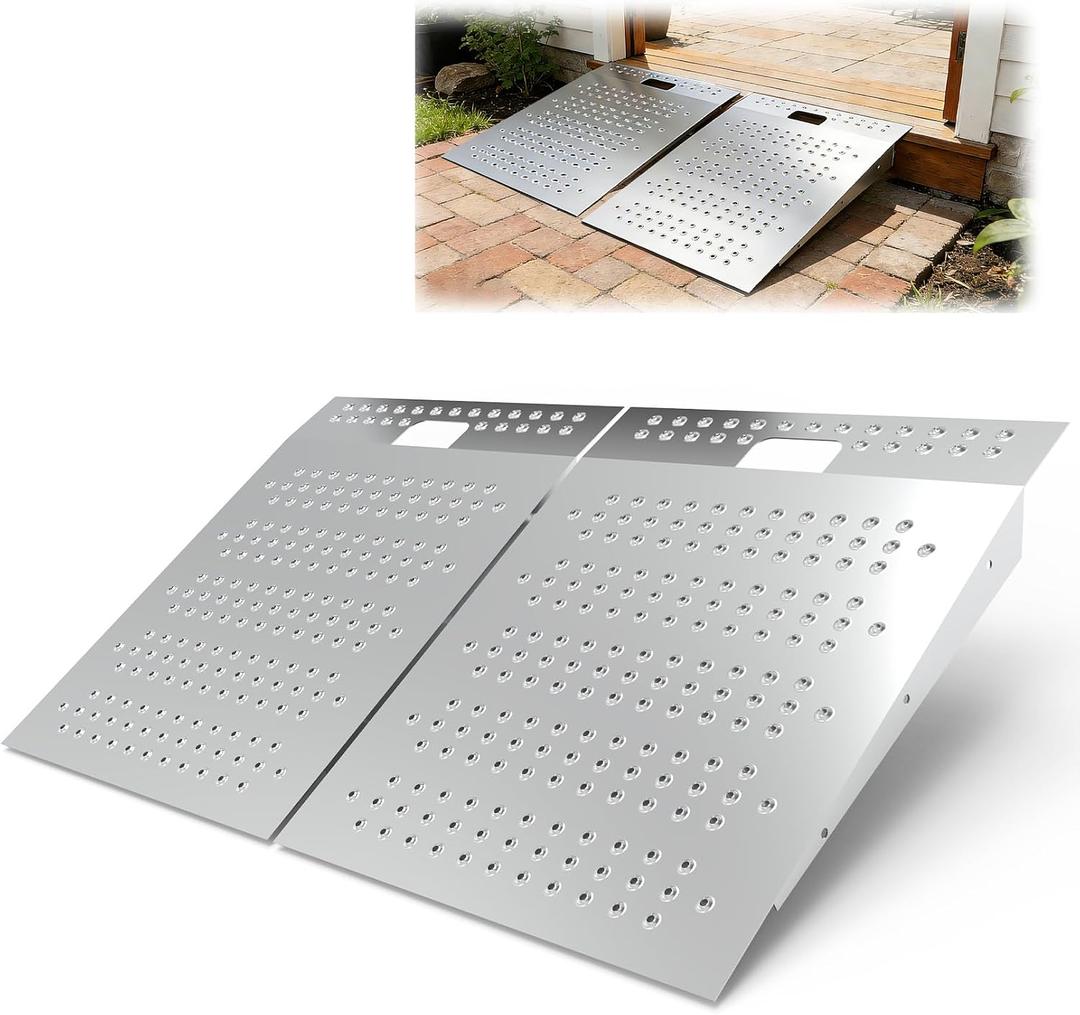 29" x 48" Shed Ramp for Riding Mower, Heavy-Duty 1500 lb Anti-Slip Metal Ramp for Lawn Mower ATV Golf Cart Tractor Snow Blower Garage Barn Storage Access(2Pack)