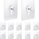 Drill Free Adhesive Hooks, Picture Hangers Without Nails, 12 Pcs Nail Free Wall Hangers, Wall Hooks Adhesive for Hanging for Kitchen, Bathroom, Home