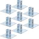 yeesport 8 PCS Strut Post Bases, 4 Slotted Holes U Post Base for 1-5/8 in Square Single Channel, 5.7 x 5.7 in Anti-Tilt Ground Bracket, Galvanized Carbon Steel