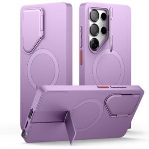 SURITCH for Samsung Galaxy S25 Ultra Phone Case, Magnetic Shockproof Bumper Case Slim Protective Cover with Camera Cover & Adjustable Metal Kickstand for Galaxy S25 Ultra (2025)-Taro Purple