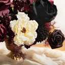 Ling's moment Fake Flowers Box, Faux Artificial Greenery Stems Foam Roses Dahlia Anthurium Silk Hydrangea Fabic Flower for Centerpieces Bouquet Wedding Vase Decorations, Burgundy & Black, Grand Combo