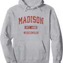 Madison Wisconsin WI Vintage Athletic Sports Design Pullover Hoodie, XL
