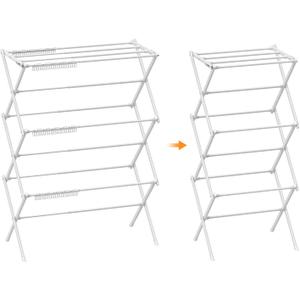 Drying Rack Clothing,Clothes Drying Rack Foldable, Laundry Drying Rack Collapsible, Small Dry Rack for Baby Clothes,Towels Bibs, Socks, Clothes Airer for Indoor & Outdoor Use-Black (FoldingRack, White)