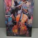 CXHOSTENT Black Jazz Canvas Wall Art Abstract Black Music Painting Prints African American Picture Musical Instruments Artwork for Men Room Decor Framed (Black, 16.00" x 24.00")