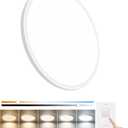 15.8 Inch Dimmable LED Flush Mount Ceiling Light, 32W, 3480LM, 3000K/3700K/4000K/5000K/6000K, Round Flat Panel Low Profile Ceiling Light Fitures for Hallway, Kitchen, Bedroom, 4PK White