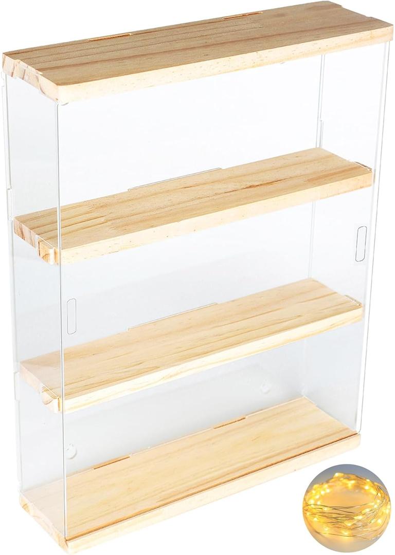 DuvinDD Acrylic Display Case Clear Figure Display Case Lego Display Shelves with Sliding Door, Wall Mounted Dustproof Trinket Shelf for Miniature Hot Wheels for Home Bedroom Decor(11.8x3.3x14.8inch)