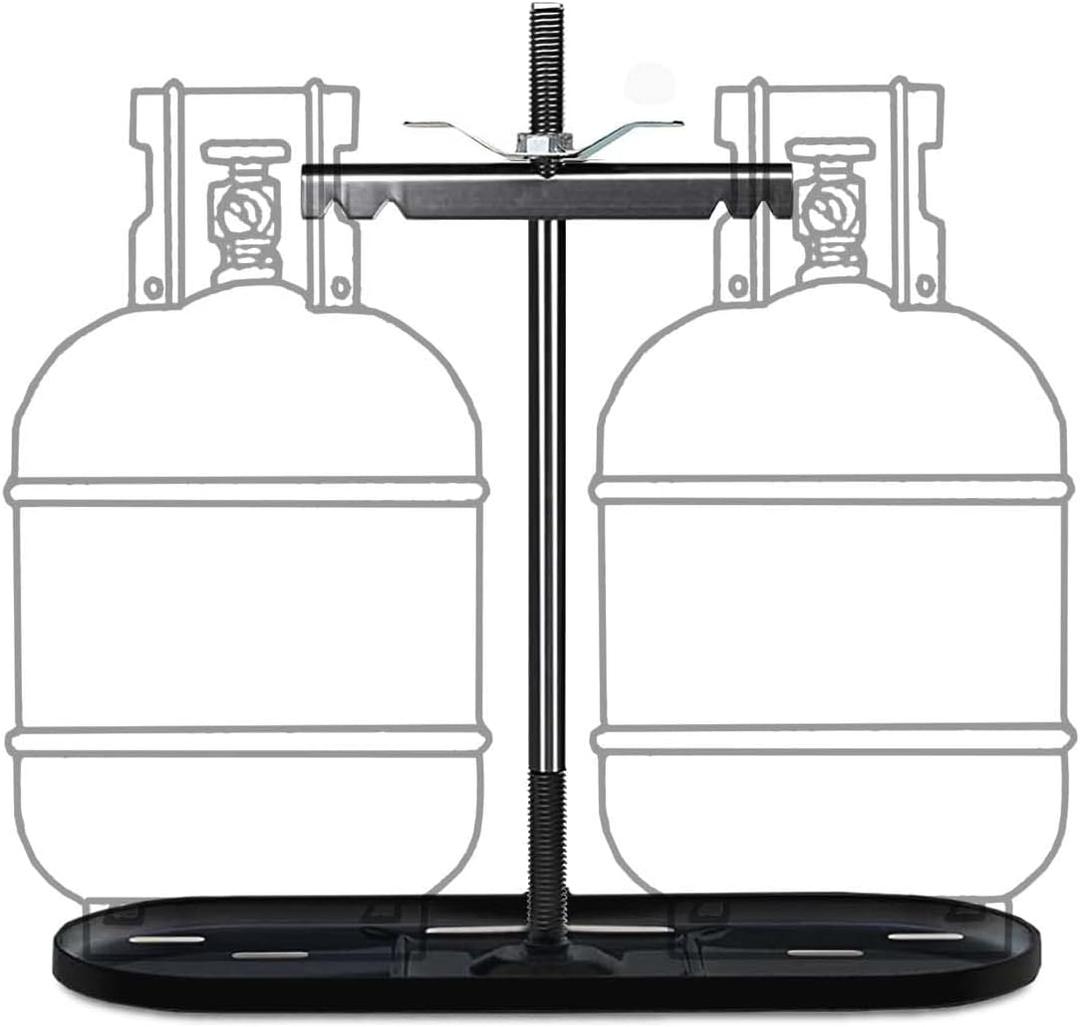 RV Dual Propane Tank Cylinder Rack for Camper and Travel Trailer for 20lb Tanks, Black,