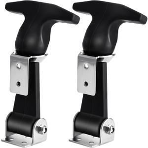 Angoily 2pcs Handle Rubber Latch Stainless Steel Draw Latches for Tool Box Automotive Trucks and Engineering Machines Flexible Hood Catch with Brackets