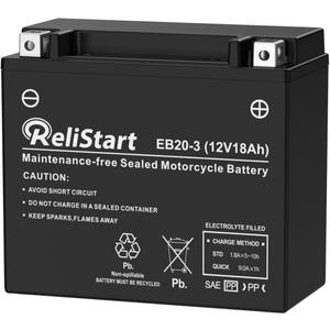 Motorcycle Battery YTX20HL, EB20-3, 12V 18Ah, 250 CCA, Powersport Replacement Batteries, AGM Maintenance Free Battery for Bike ATV Scooter