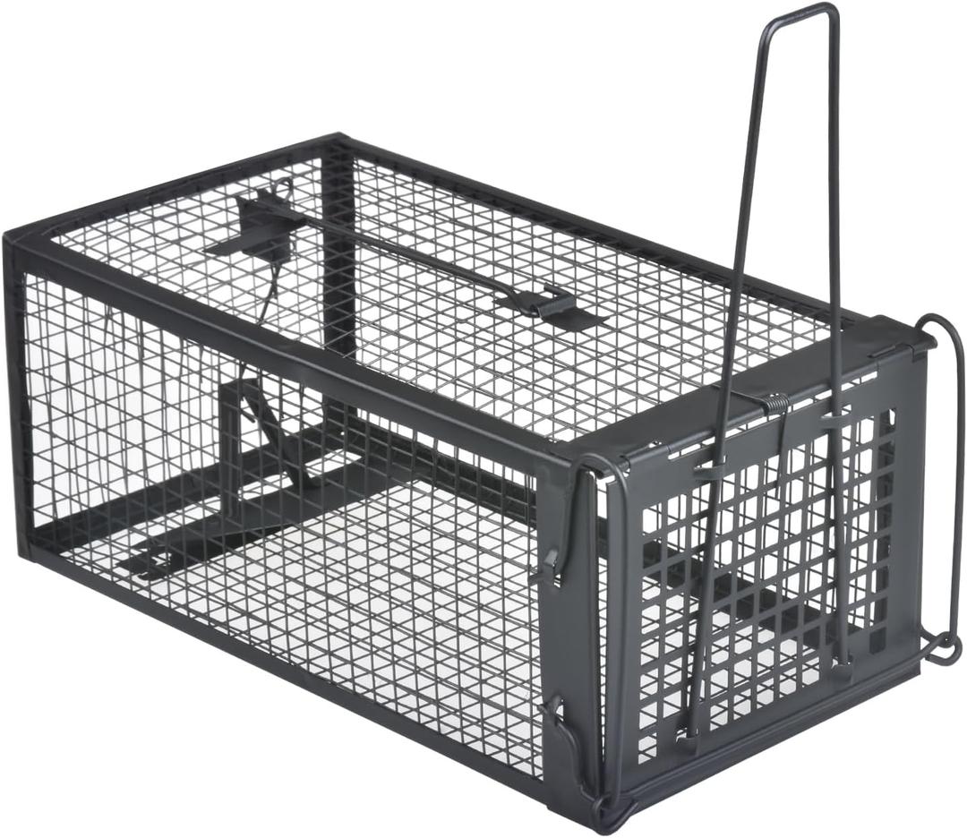 Gingbau Live Chipmunk Rat Trap Humane Vole Mouse Cage Trap (Black)
