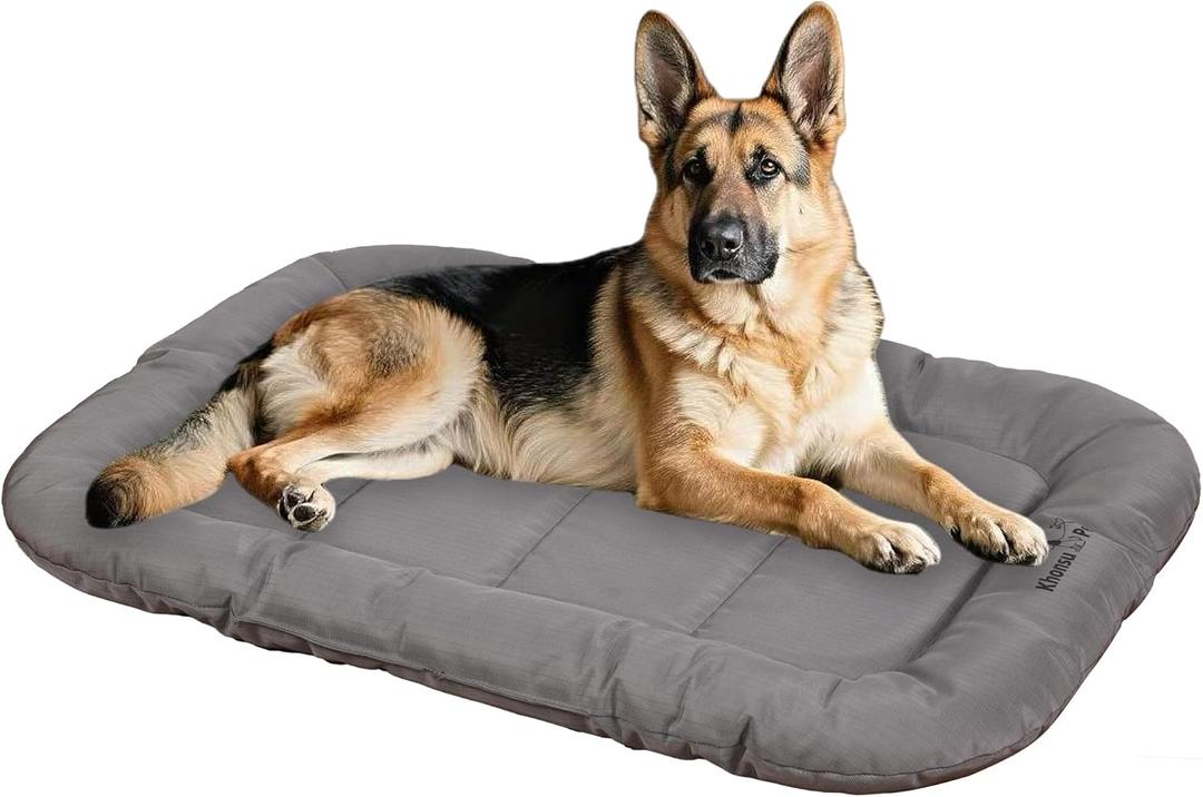 KHONSU PET Durable Dog Bed Tough and Tear Proof Dog Crate Bed, 800lbs Tear Strength PVC-Backed Waterproof Ped Bed Mat Indoor & Outdoor Use for Dogs up to 90 lbs (XL(42"x29"x3", Gray)