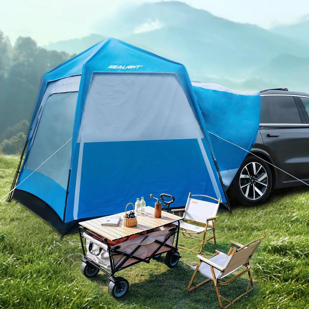 SEALIGHT SUV Tent for Family Trips, Car Tent for Aluminum Poles - Instant Setup Double Layer Waterproof Camping Tents with Storage Bag(10x8x7.2FT),6 People, Large