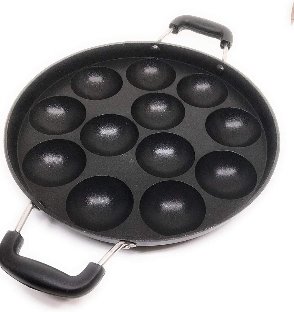 Non-Stick Appam Maker - 12 Pits, Lid & Paniyaram Nonstick Cookware