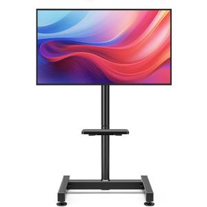 Floor TV Stand with Mount for 13-50 inch Screens, Tilting and Height Adjustable Floor Monitor Stand Mount, Portrait to Landscape, Portable TV Stand with Shelf Holds up to 77lbs Max VESA 200x200mm